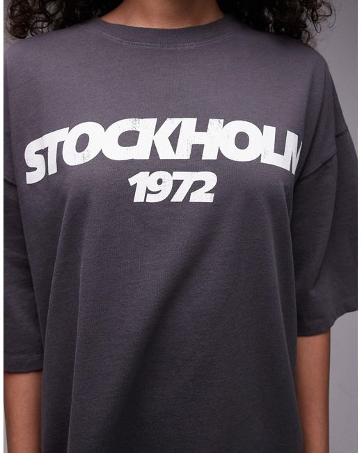 TOPSHOP Gray – stockholm 1972 – oversize-t-shirt