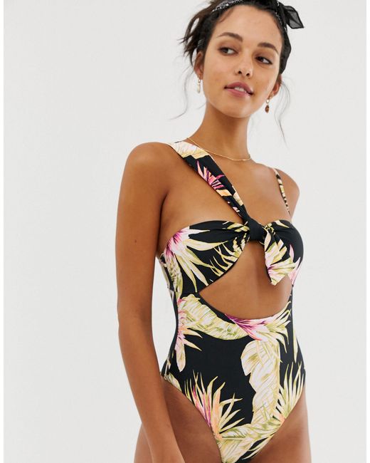 river island one shoulder swimsuit