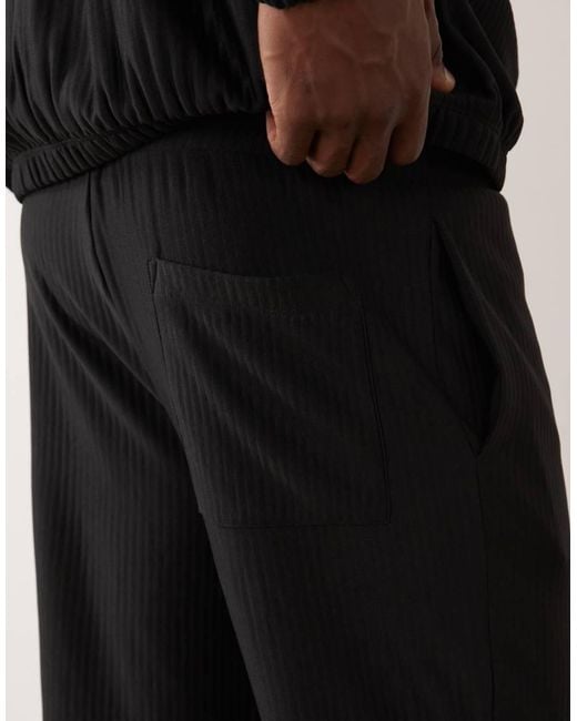 ASOS Geribbelde Slim-Fit Joggingbroek in het Black voor heren