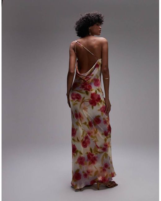 TOPSHOP Brown Asymmetric One Shoulder Open Back Midi Occasion Dress