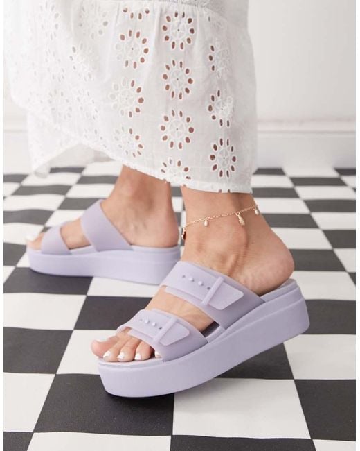 CROCSTM Gray Brooklyn Buckle Low Wedge