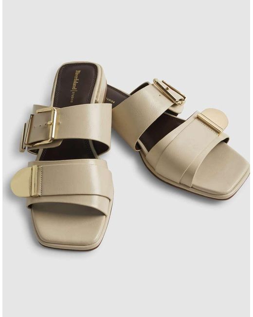 River Island White Buckled Flat Sandals