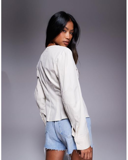 ASOS Yellow Button Front Cocoon Sleeve Top