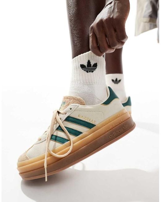 Adidas Originals White Gazelle Bold Platform Trainers