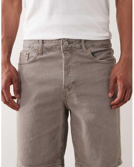 Only & Sons White Edge Straight Fit Denim Shorts Vintage Wash for men