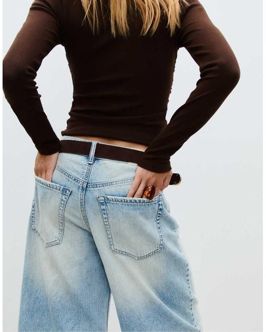Stradivarius Brown Long Sleeve T-Shirt With Gathering