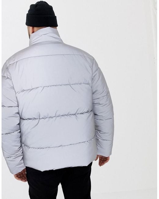 ASOS Plus Reflective Puffer Jacket in Metallic for Men | Lyst