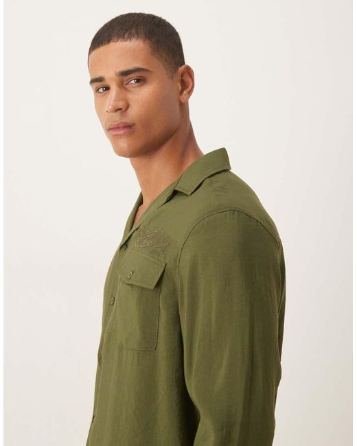 ASOS Ruimvallend Overhemd Met Textuur En Borduursel in het Green voor heren