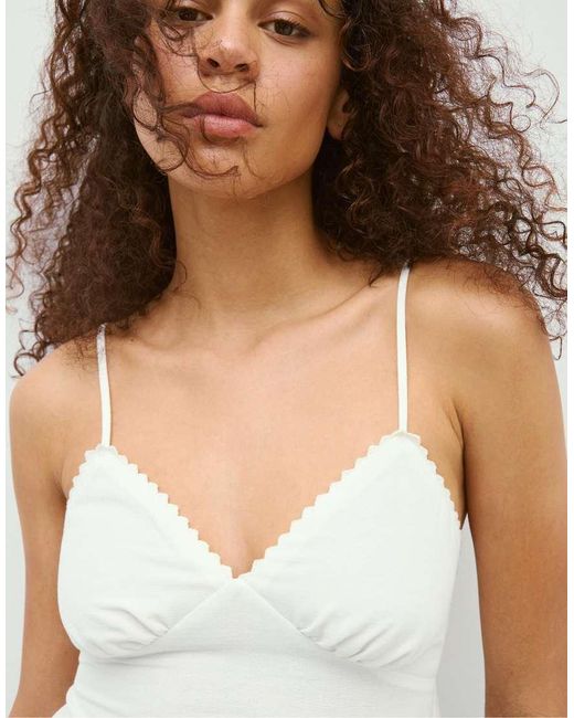 Stradivarius White Rustic Strappy Top