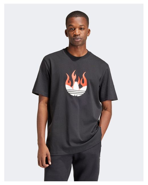 Adidas Originals Black Flames Logo T-shirt for men