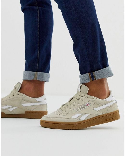 Reebok Revenge Plus Suede Sneakers With Gum Sole in Natural for Men | Lyst