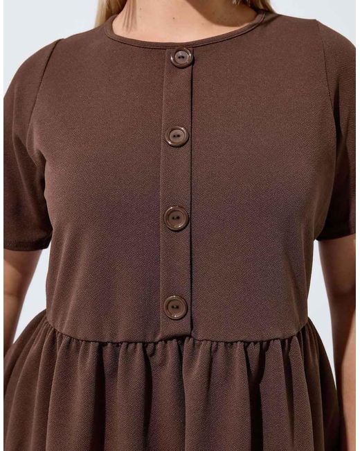 Yours Clothing Blue Button Peplum Top