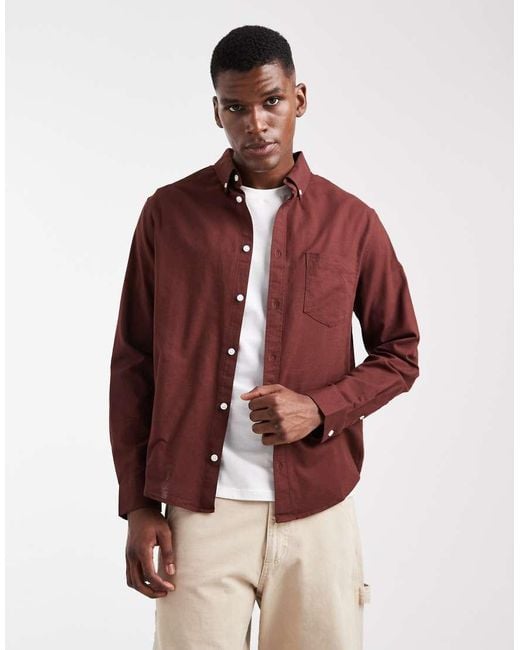 ASOS Red Oxford Regular Shirt for men