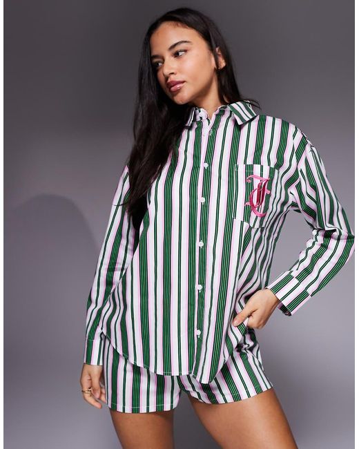 Juicy Couture Blue Co-ord Logo Long Sleeve Pyjama Shirt