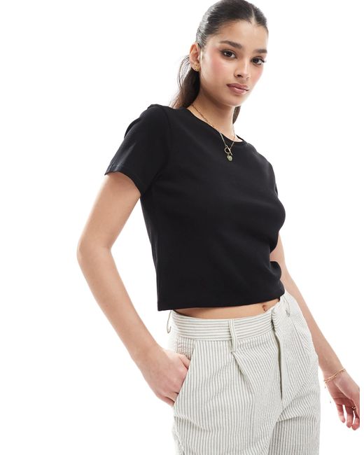 Monki Black Shrunken Tee