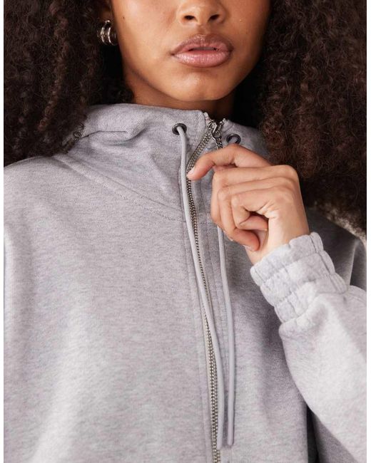 HUGO Gray Dolpie Cropped Zip Through Co-ord Hoodie