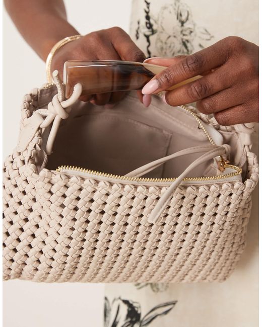 ASOS Natural Resin Handle Woven Grab Bag