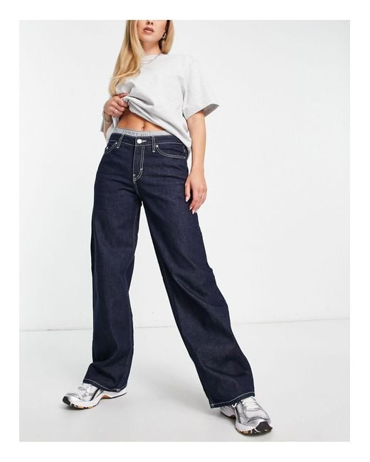 Weekday Ample - Jeans Met Rechte Pijpen En Lage Taille in het Blue