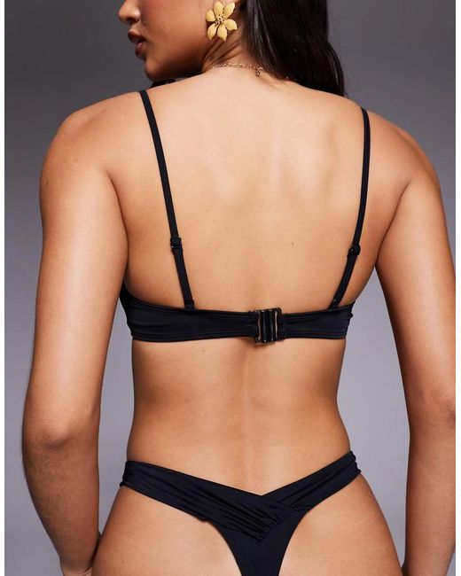 ASOS Gray Maya Negril V-front Thong Bikini Bottom