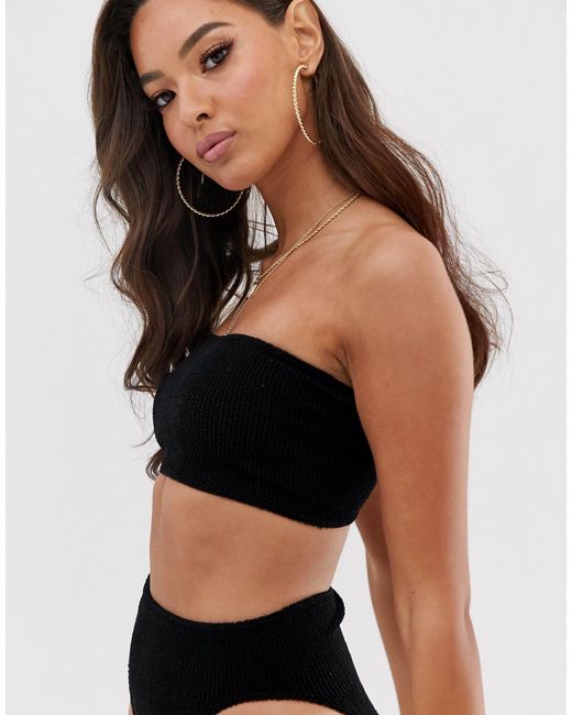 black crinkle bikini top