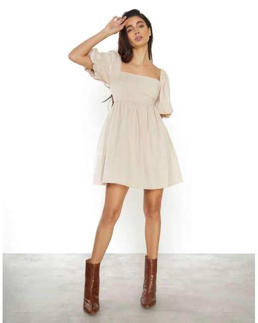 Glamorous Natural Straight Neck Mini Dress