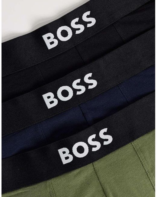 Boss Blue One 3 Pack Front Icon Logo Trunks for men