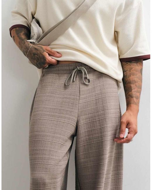 ASOS White Oversized Balloon Textured jogger With Side Pleat for men