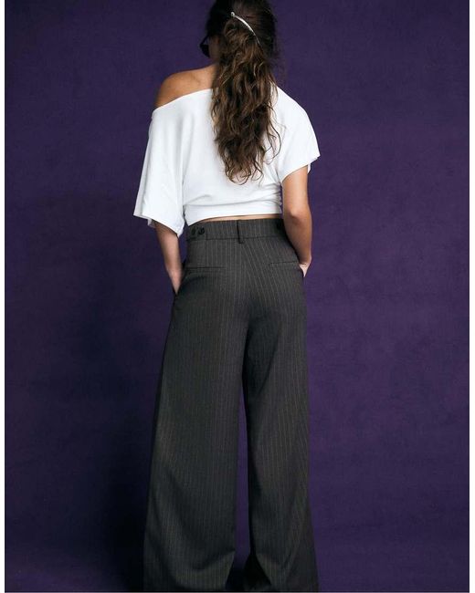 Stradivarius Blue Striped Wide-leg Trousers