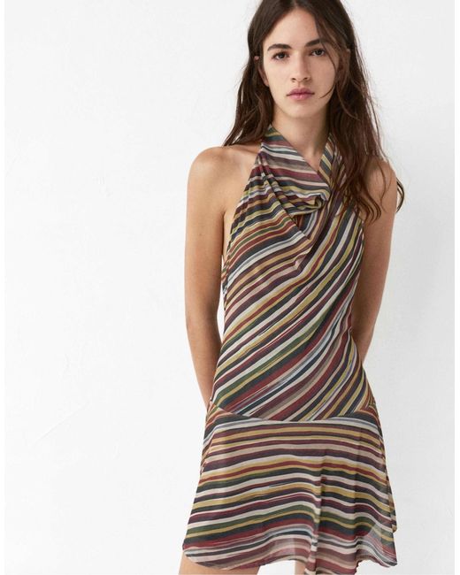 Robe courte dos nu à rayures Pull&Bear en coloris Natural