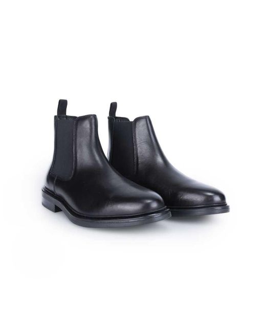 OFF THE HOOK Black Torrance Leather Slip-On Chelsea Boots for men