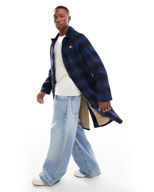 Tommy Hilfiger – langer wollmantel in Blue für Herren