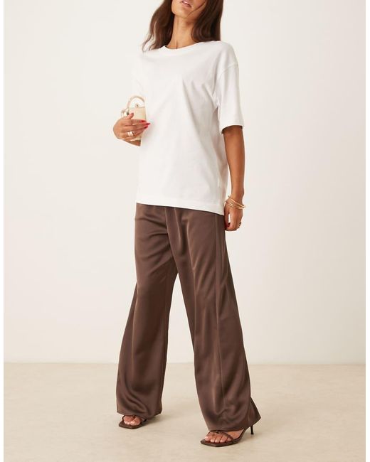 Pretty Lavish Natural Satin Drawstring Trousers