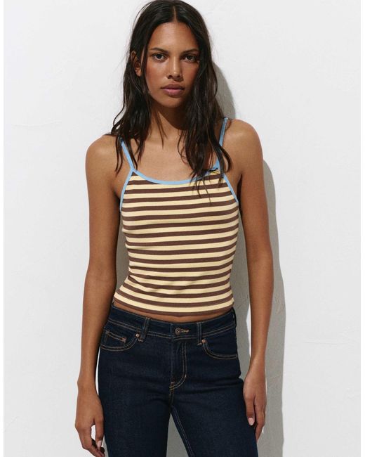 Pull&Bear Blue – gestreiftes oberteil