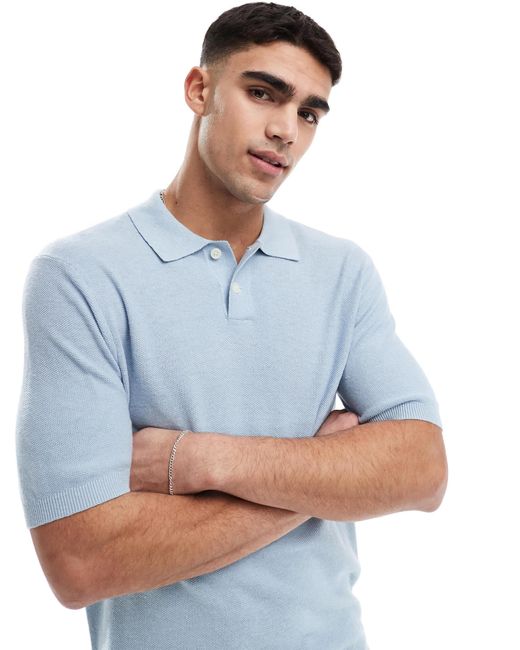 Polo en coton et lin tricoté au point Levi's pour homme en coloris Blue