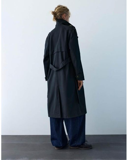 Pull&Bear Blue Belted Trench Coat
