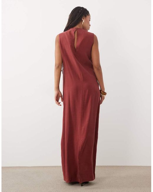ASOS Red Column Slouchy Hip Maxi Dress Russet