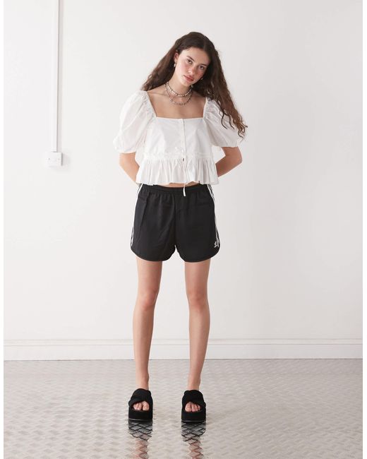 Monki White Puff Sleeve Milkmaid Peplum Blouse