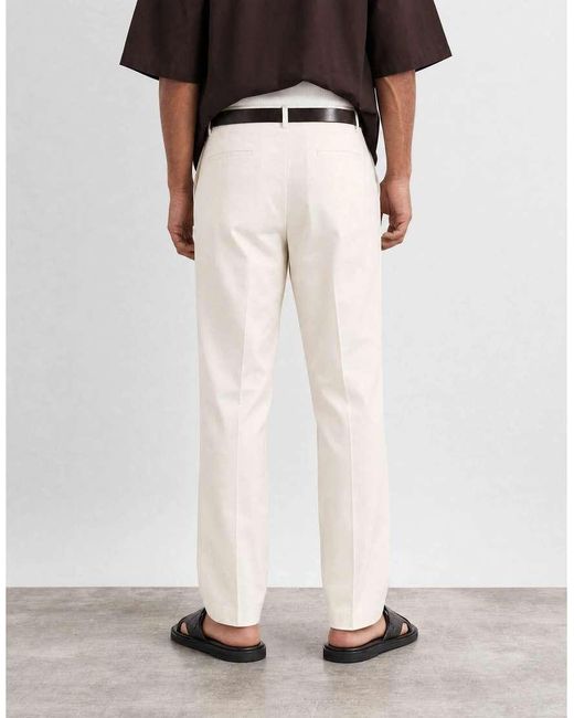 ASOS White Summer Cotton Blend Smart Wide Leg Pants for men