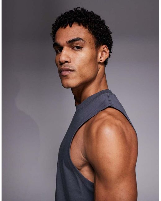 4505 Blue Icon Drop Armhole Cotton Training Vest With Quick Dry Finish for men