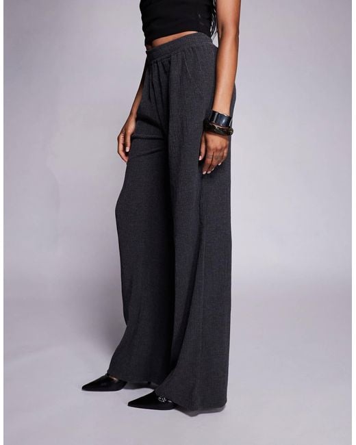 ASOS Blue Asos Design Tall Textured Wide Leg Trouser
