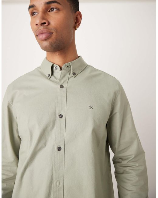 Calvin Klein Natural Long Sleeve Oxford Shirt for men