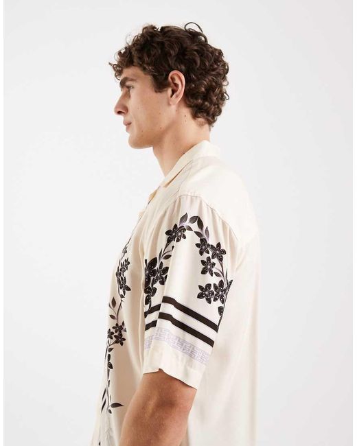 Redefined Rebel Natural Teddy Boxy Fit Short Sleeve Shirt for men