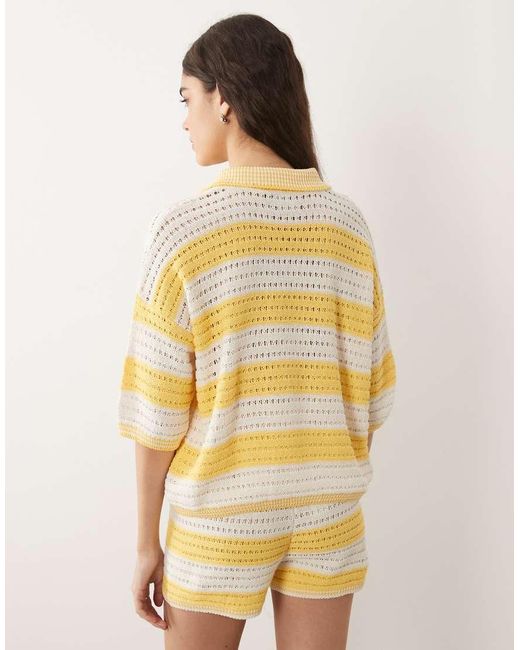 ASOS Natural Sally Beach Knit Button Through Top Co Ord