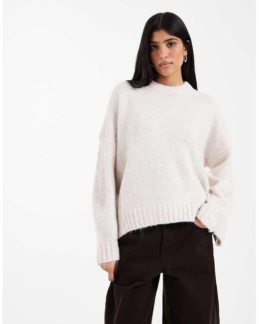 ASOS Pink Oversized Crew Neck Jumper With Curved Hem