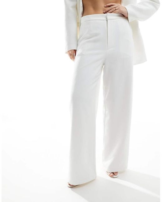 Six Stories White Bridal Wide Leg Tailored Pants