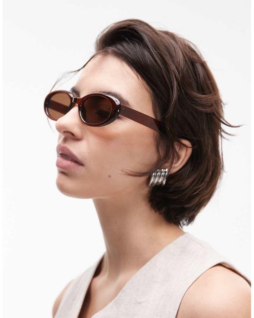 Mango Brown Oval Sunglasses