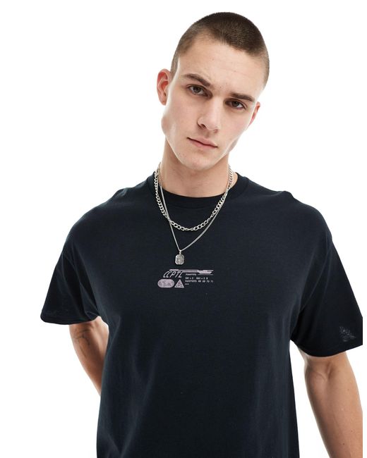 T-shirt oversize con stampa sul retro nera di ASOS in Blue da Uomo