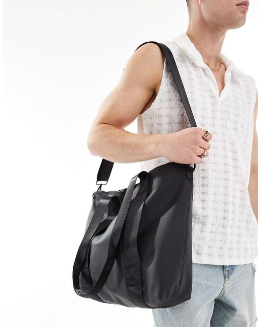 ASOS Black Rubberised Tote Bag for men