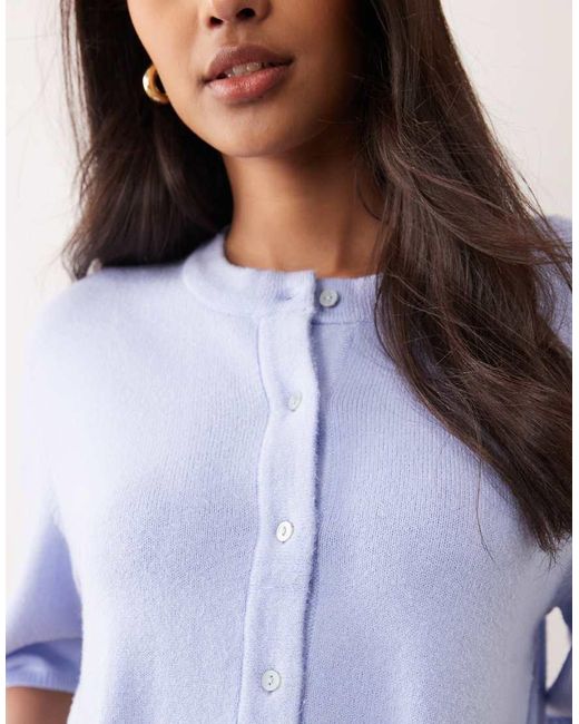 Object Purple Short Sleeve Knit Cardigan