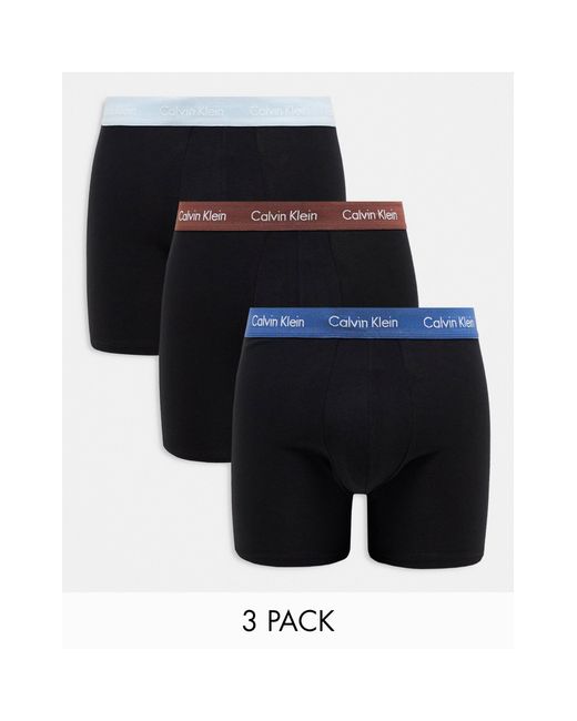 Calvin Klein Black 3-pack Boxer Brief With Contrast Waistband for men
